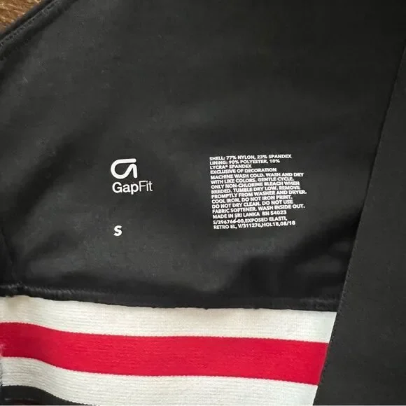 GAP Black Sports Bra with Red and White Stripes - Picture 5 of 8